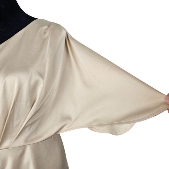 Cupshe Womens M One-Shoulder Backless Satin Dress Beige Elegant Evening Wear - Picture 10 of 12